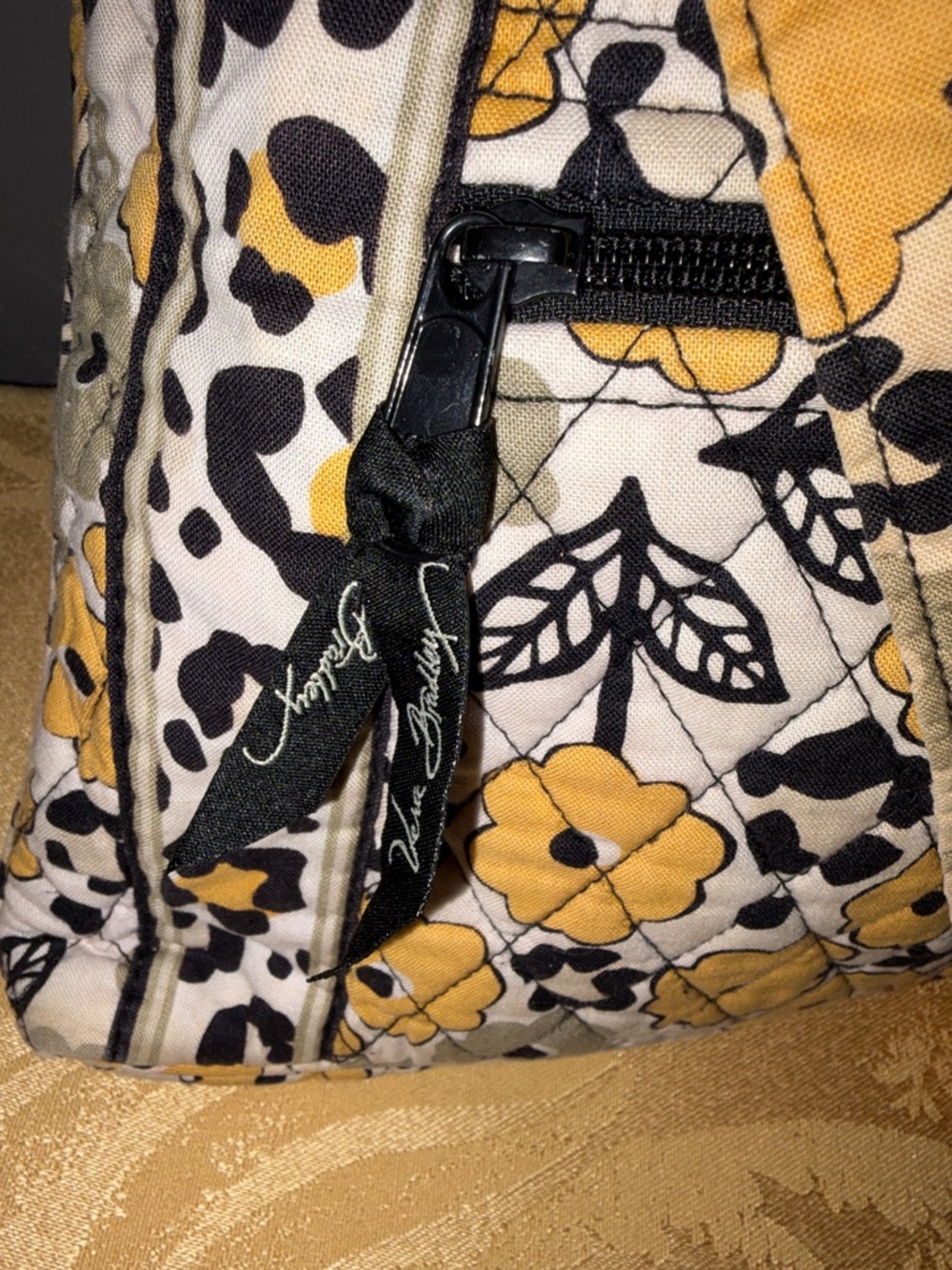 Vera Bradley Yellow Floral Quilted Crossbody with Black Accents - Picture 3 of 7